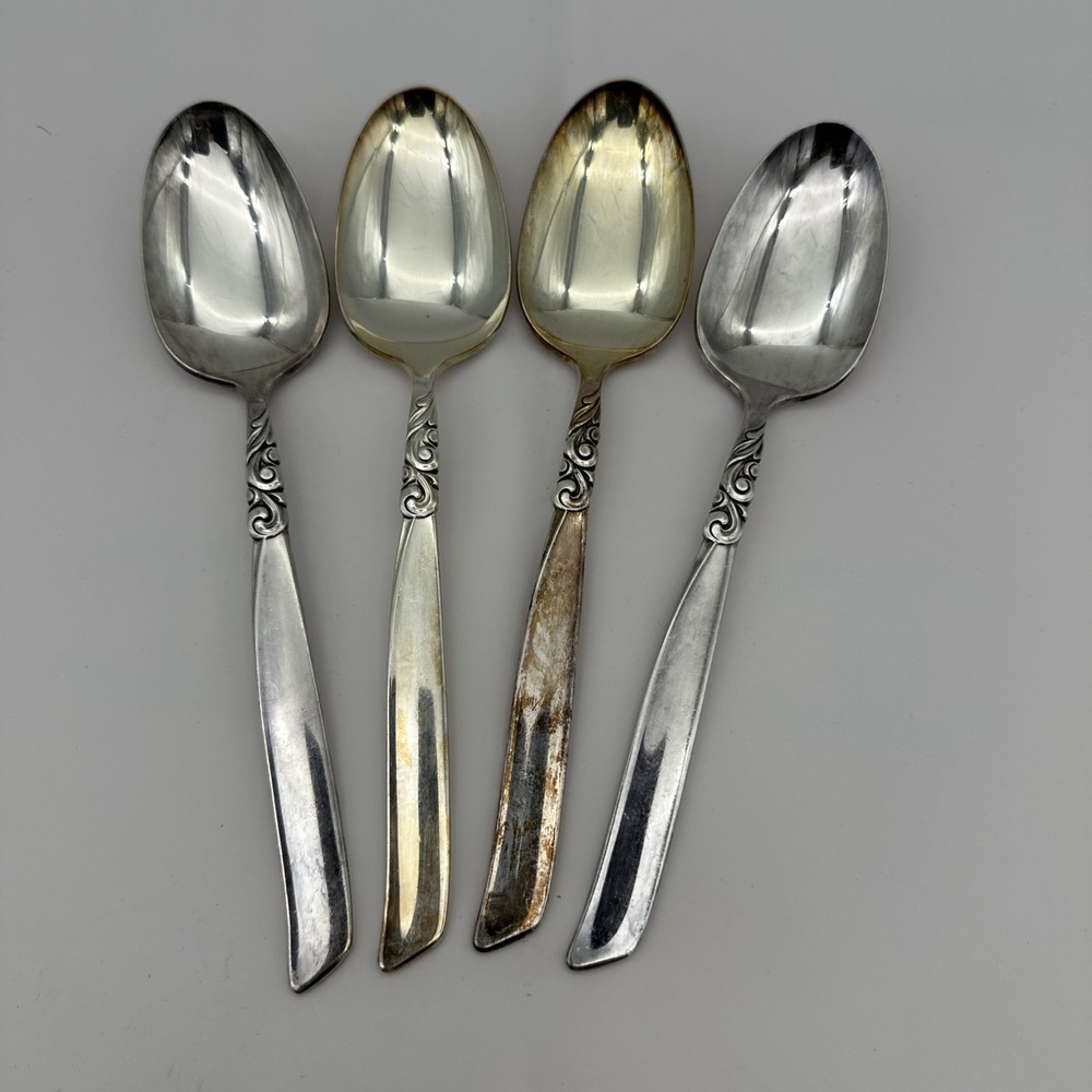 Vintage 4-Pc Oneida Community SOUTH SEAS Silverplate Place Oval Soup Spoons 7.5"